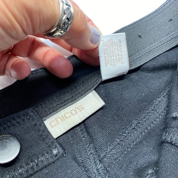 CHICO'S Black Straight Leg Mid Rise Pants 2 - Picture 7 of 13